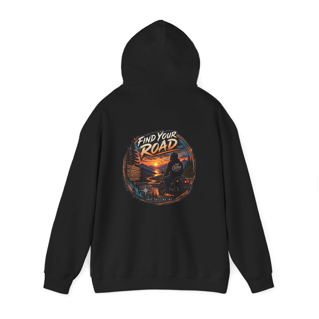 Hoodie — 'Find Your Road' Sunset Motorcycle Adventure Hooded Sweatshirt