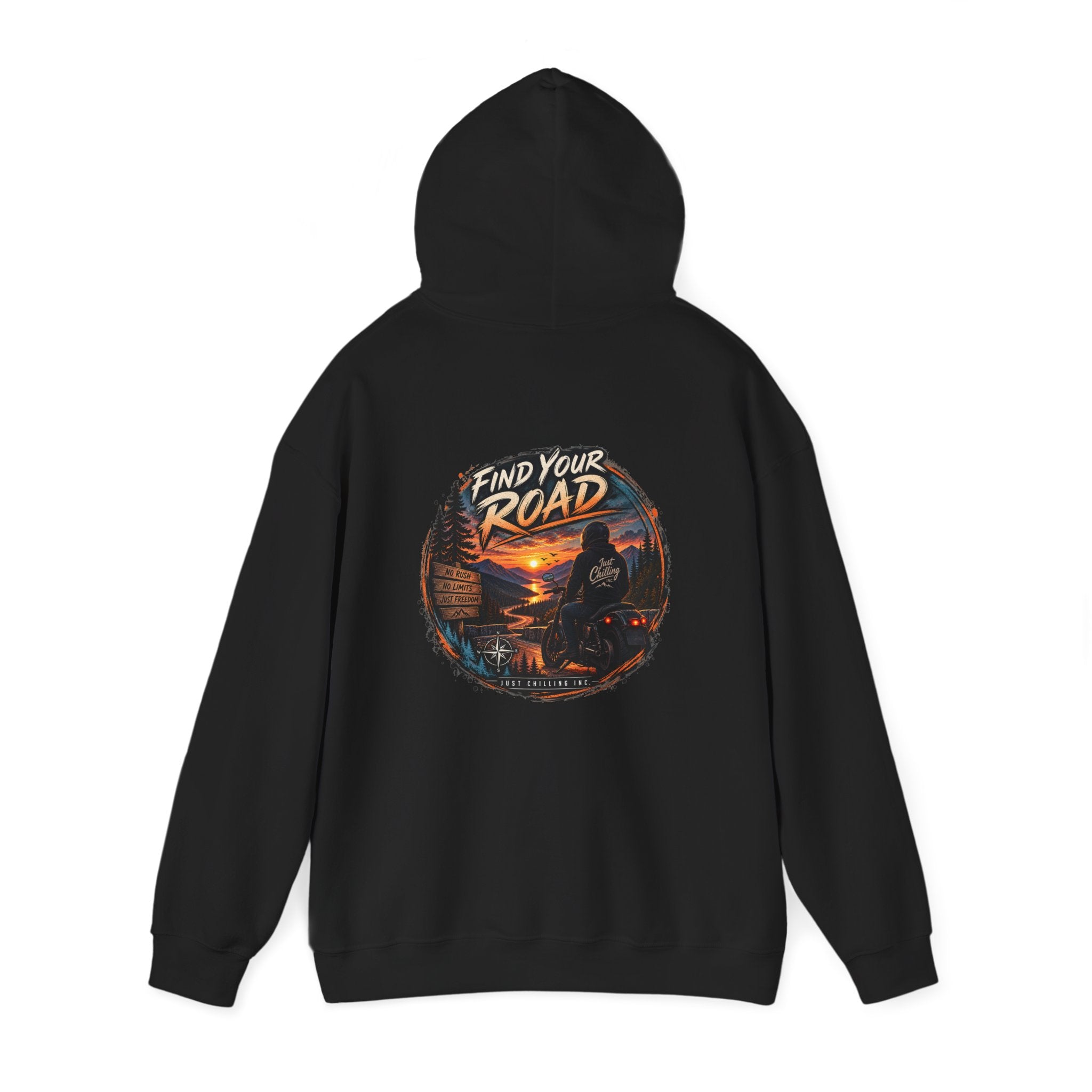 Hoodie — 'Find Your Road' Sunset Motorcycle Adventure Hooded Sweatshirt