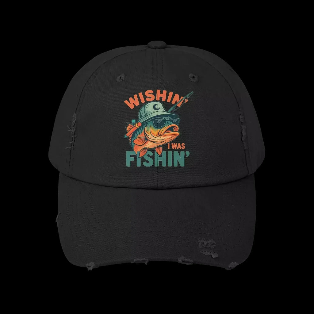 Distressed Cotton Twill Cap – Adjustable Fishing Hat with D-Ring Strap - Just Chilling Inc.