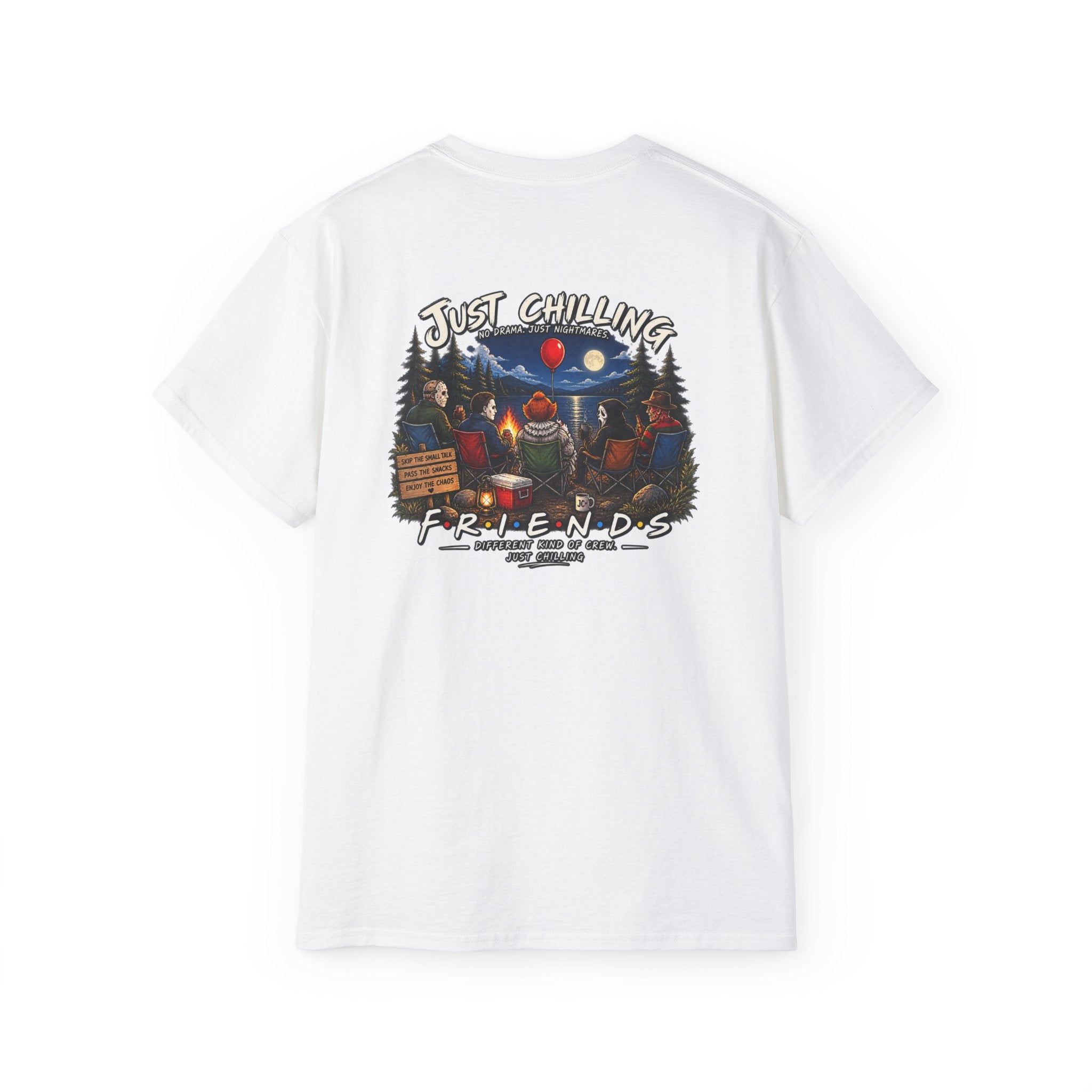 All Your Favorite Creepy Friends T-Shirt – Horror Movie Villains “Just Chilling” Graphic Tee | Made in the USA