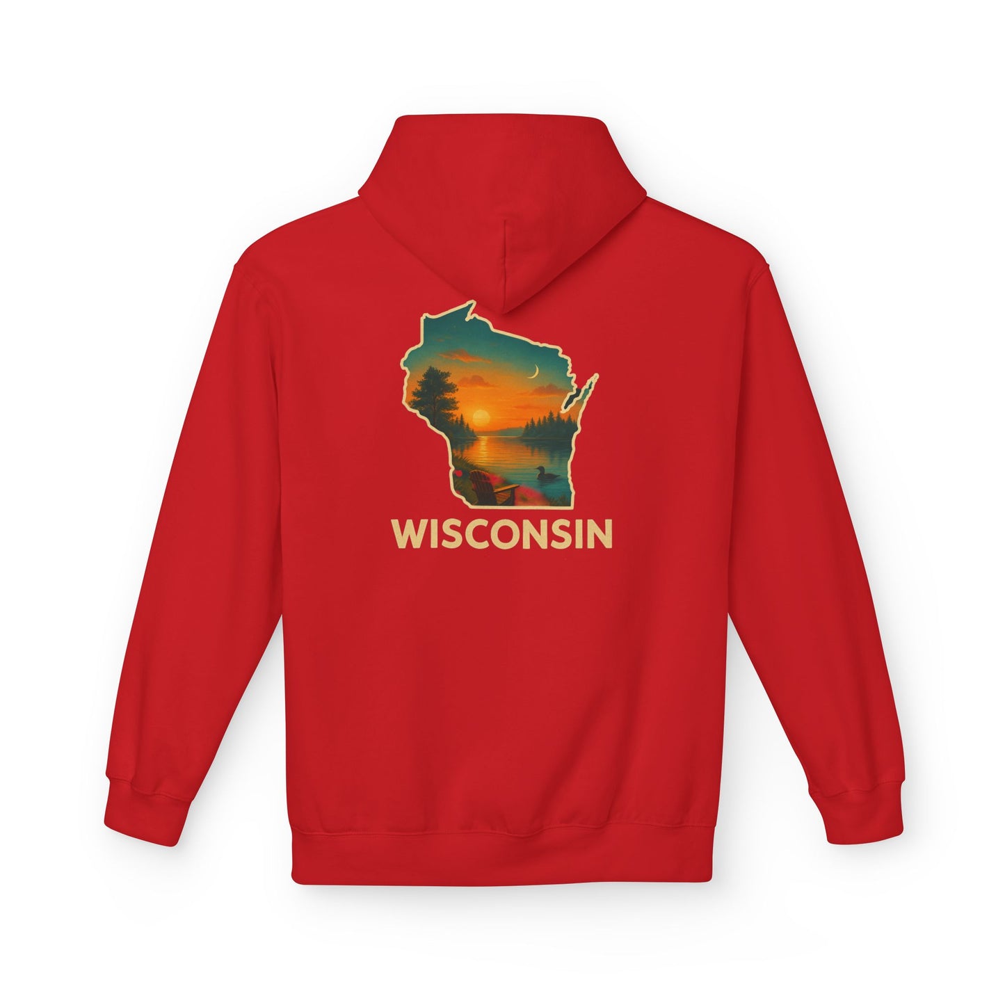 Wisconsin Scenic  Unisex Hoodie — State Silhouette Sunset Sweatshirt