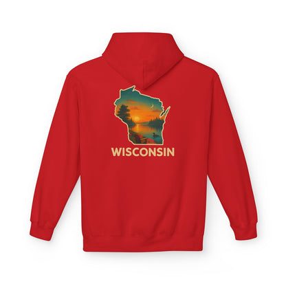 Wisconsin Scenic  Unisex Hoodie — State Silhouette Sunset Sweatshirt