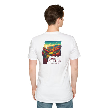 Just Chilling Unisex Softstyle T-Shirt, Casual Tee, Summer Wear, Vermont Graphic Tee, Relaxed Fit Shirt, Outdoor Adventure Top