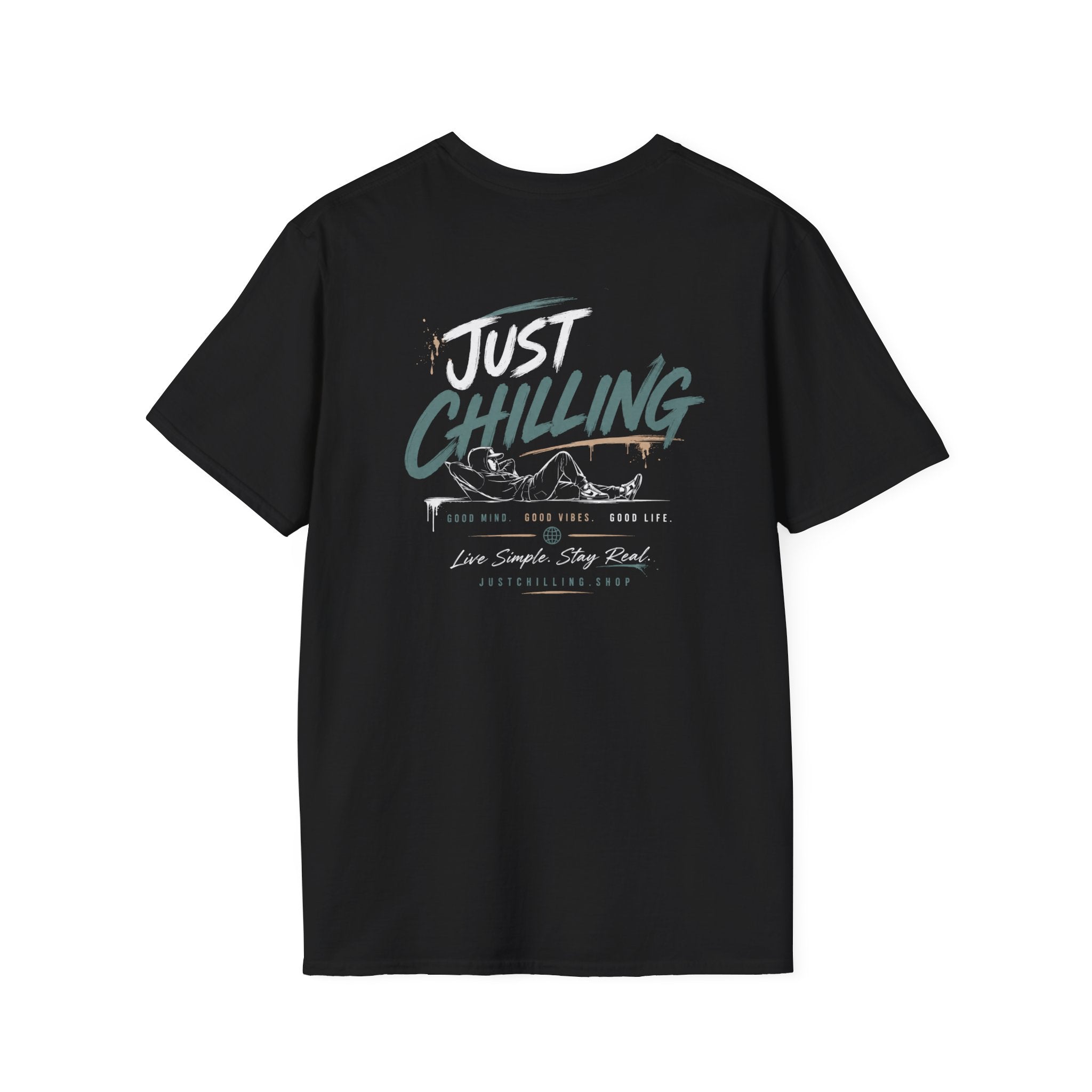 Classic Black Crewneck T-Shirt — Minimal Everyday Tee (Just Chilling)