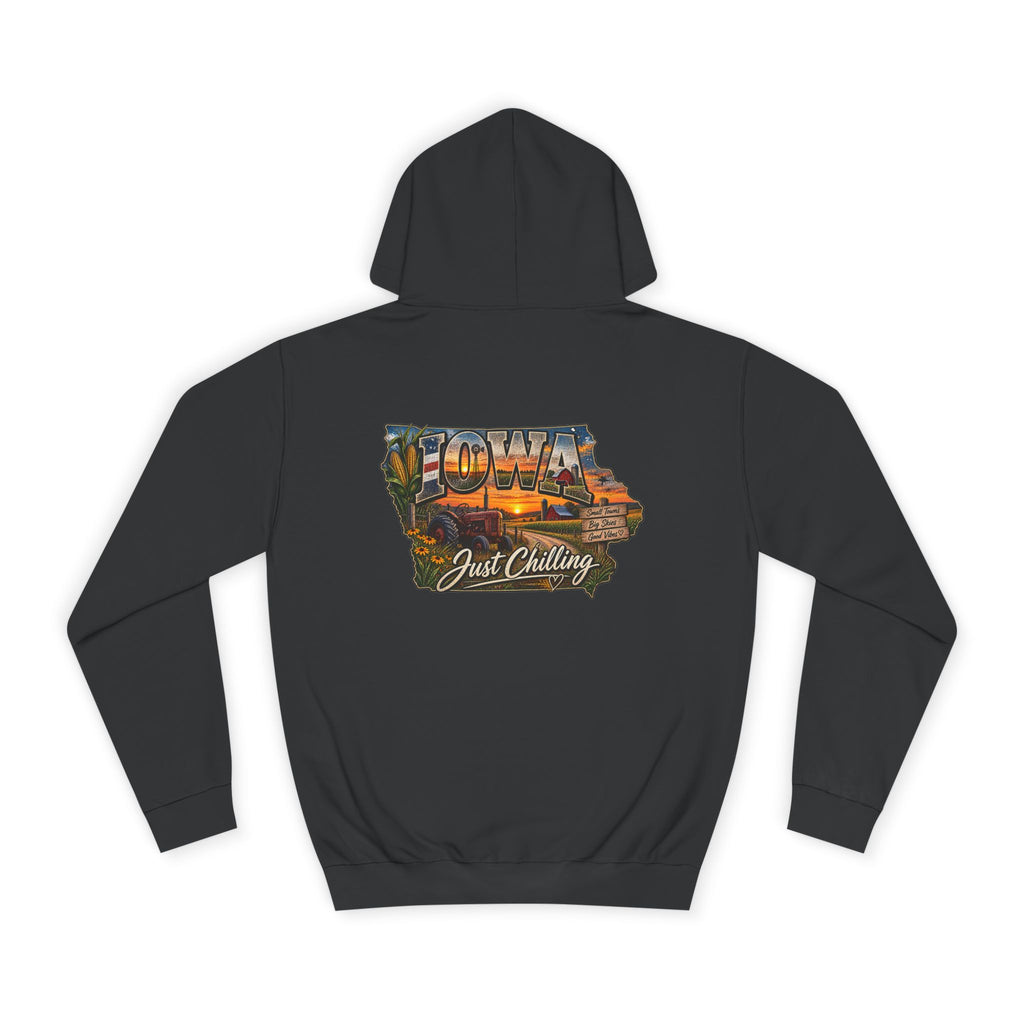 Iowa State Hoodie — 'Iowa Just Chilling' Retro Landscape College Sweatshirt