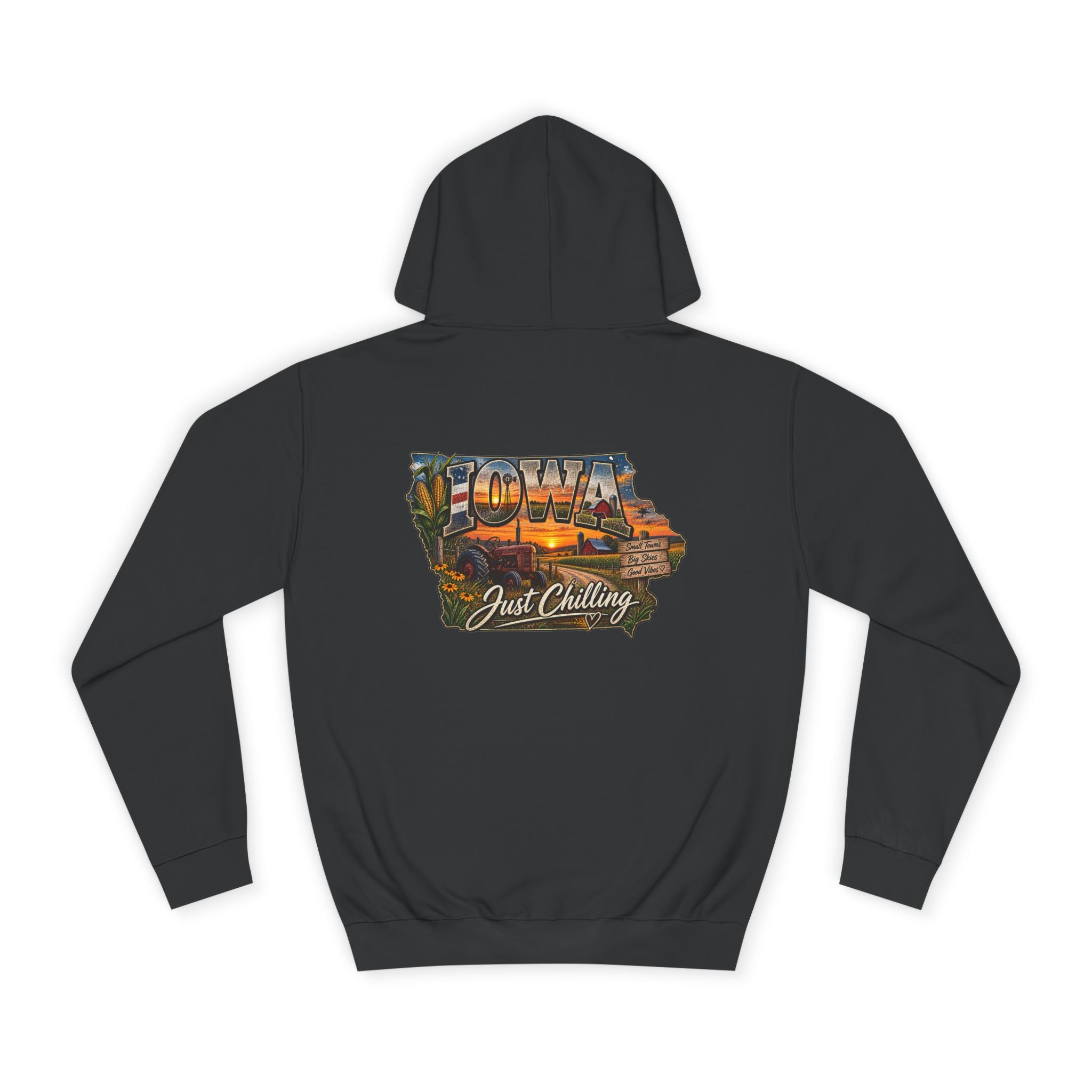 Iowa State Hoodie — 'Iowa Just Chilling' Retro Landscape College Sweatshirt