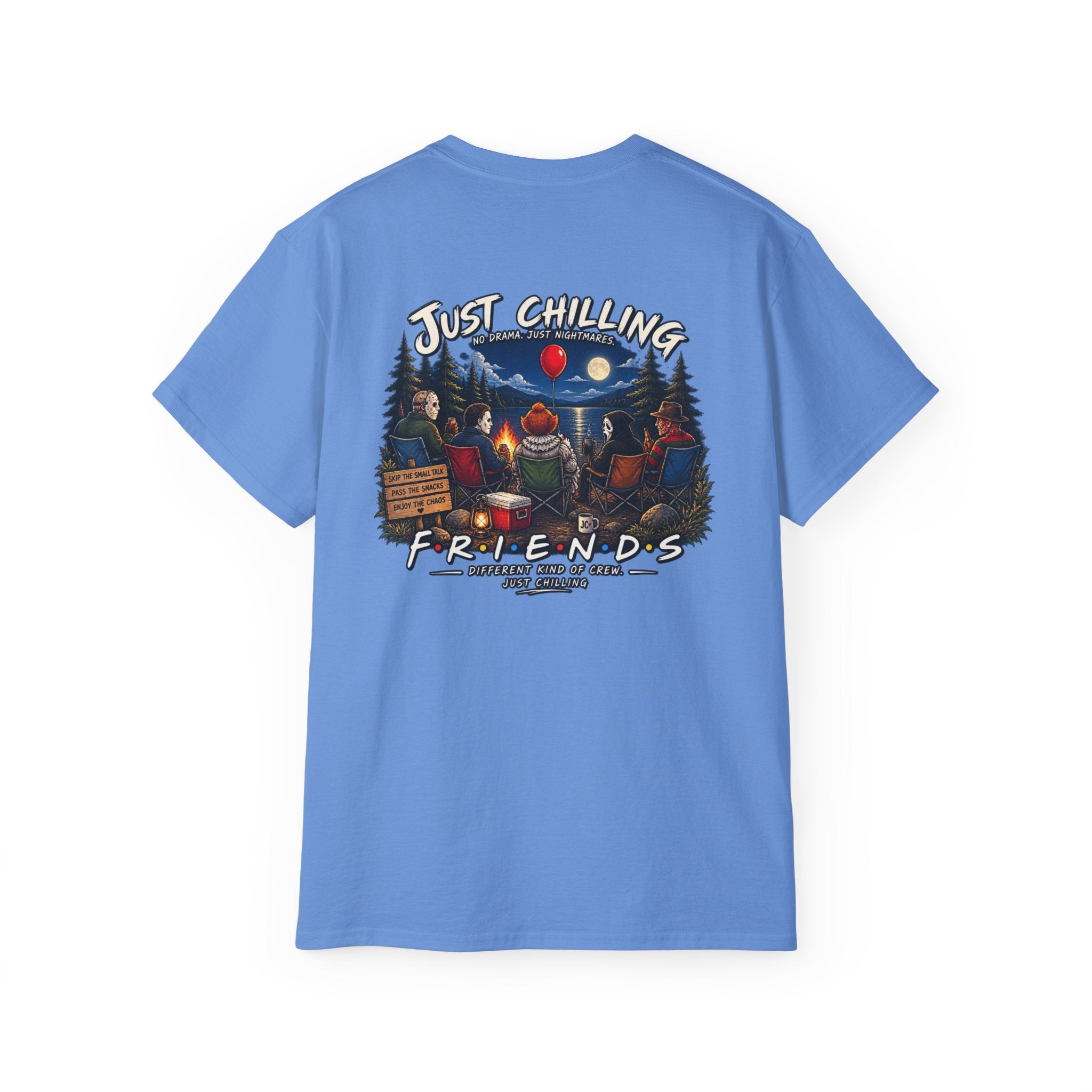 All Your Favorite Creepy Friends T-Shirt – Horror Movie Villains “Just Chilling” Graphic Tee | Made in the USA