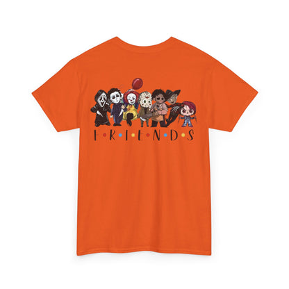 Creepy Friends Chibi Horror Tee – Funny Halloween Cartoon Villains T-Shirt, Unisex, Made in the USA