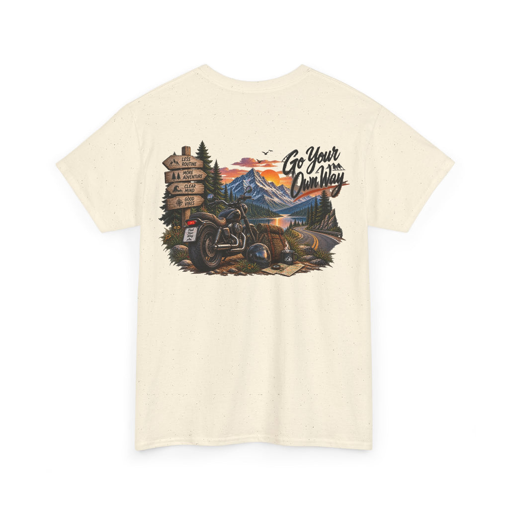 Adventure Motorcycle Tee — "Go Your Own Way" Scenic Biker T-Shirt