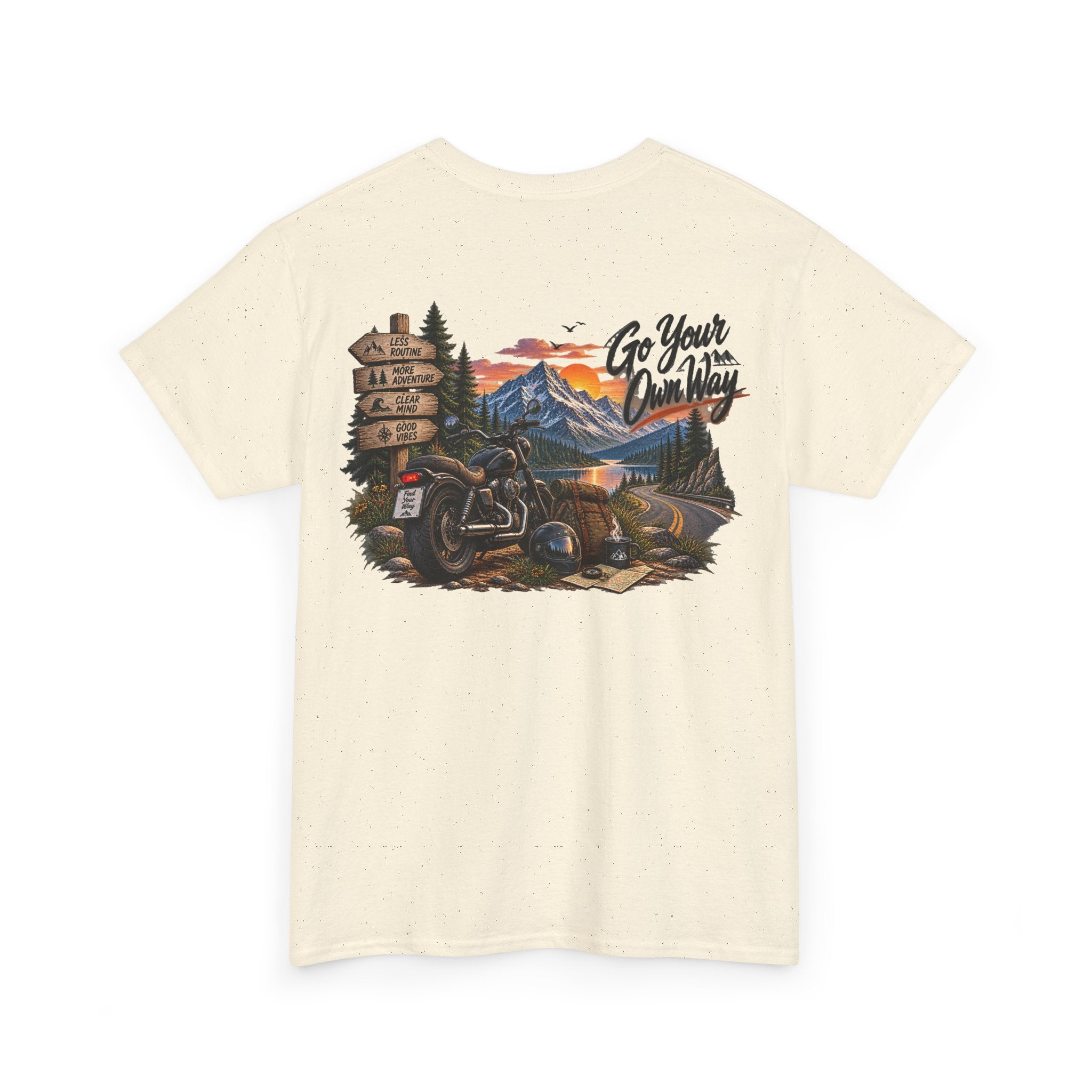 Adventure Motorcycle Tee — "Go Your Own Way" Scenic Biker T-Shirt