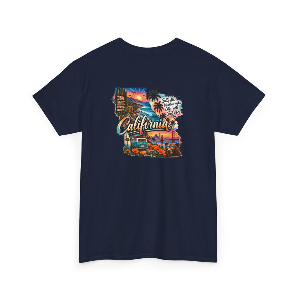 California Retro Coastal Tee — Vintage Sunset Palm Beach Graphic T-Shirt