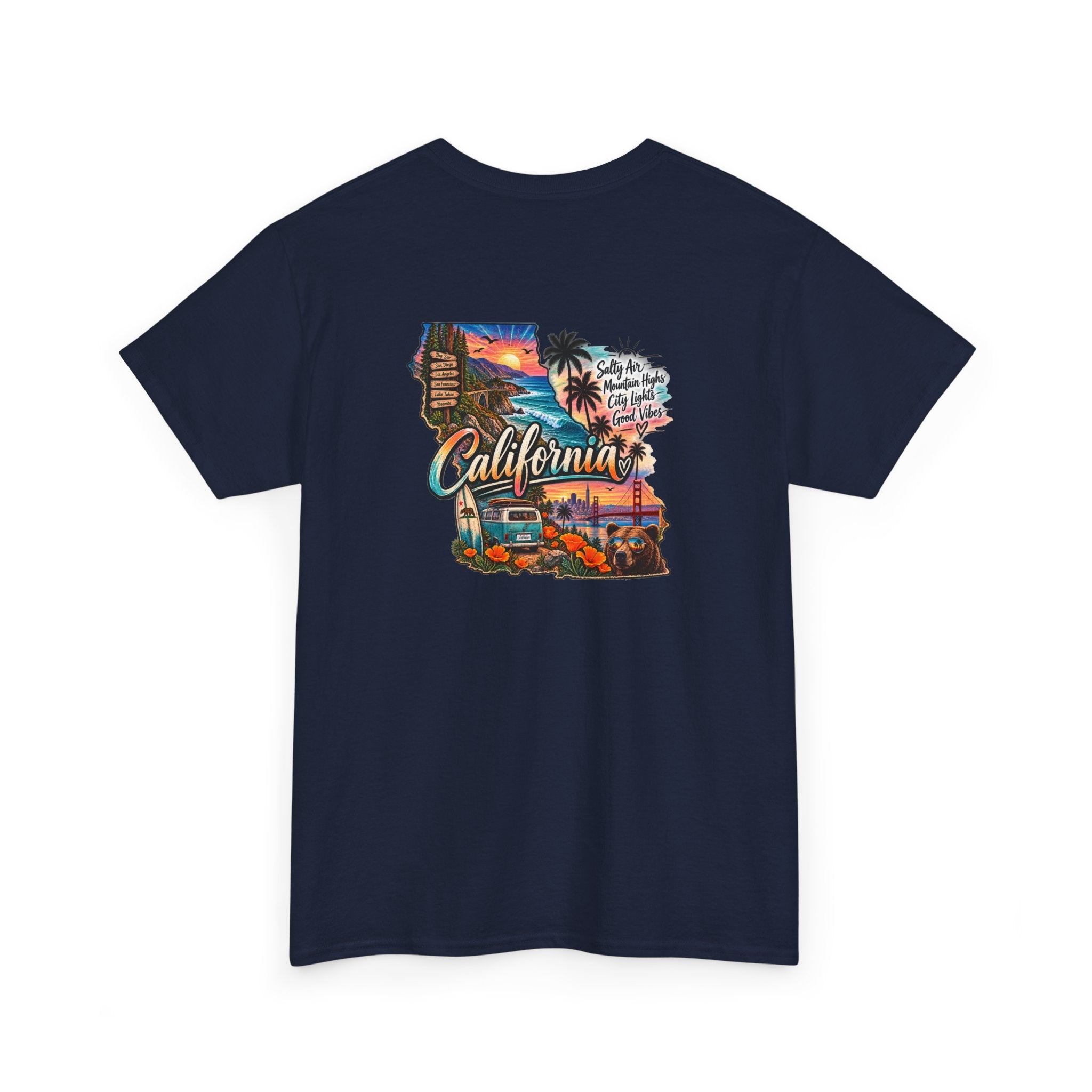 California Retro Coastal Tee — Vintage Sunset Palm Beach Graphic T-Shirt