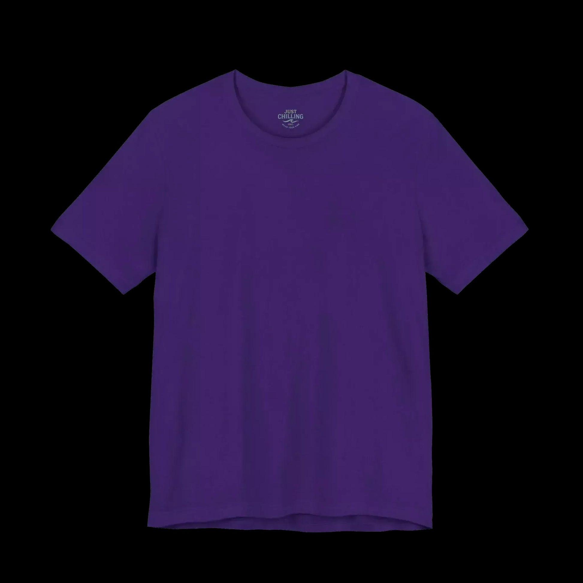 A plain, solid purple t-shirt against a black background.