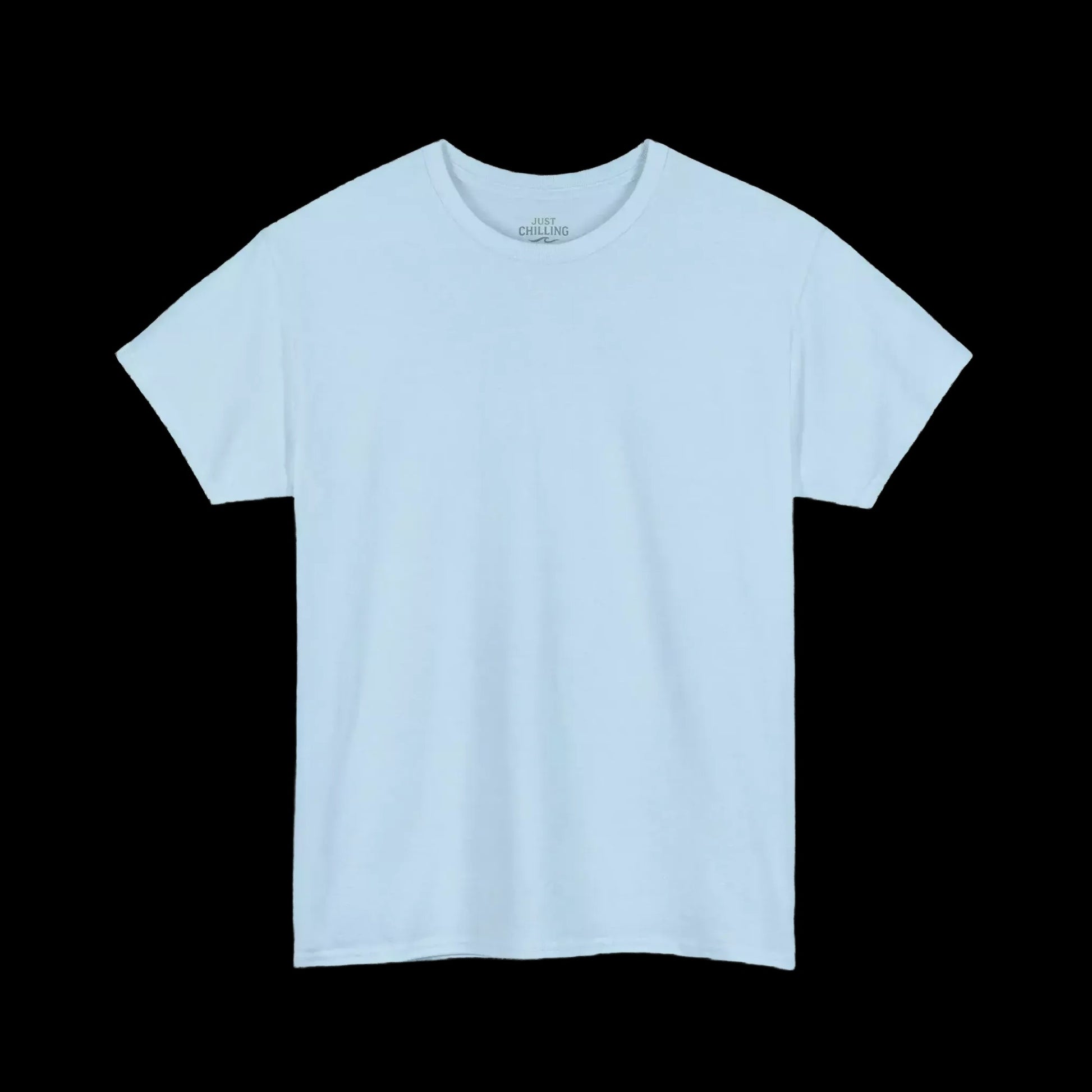 A plain white t-shirt against a black background.