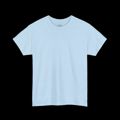 A plain white t-shirt against a black background.