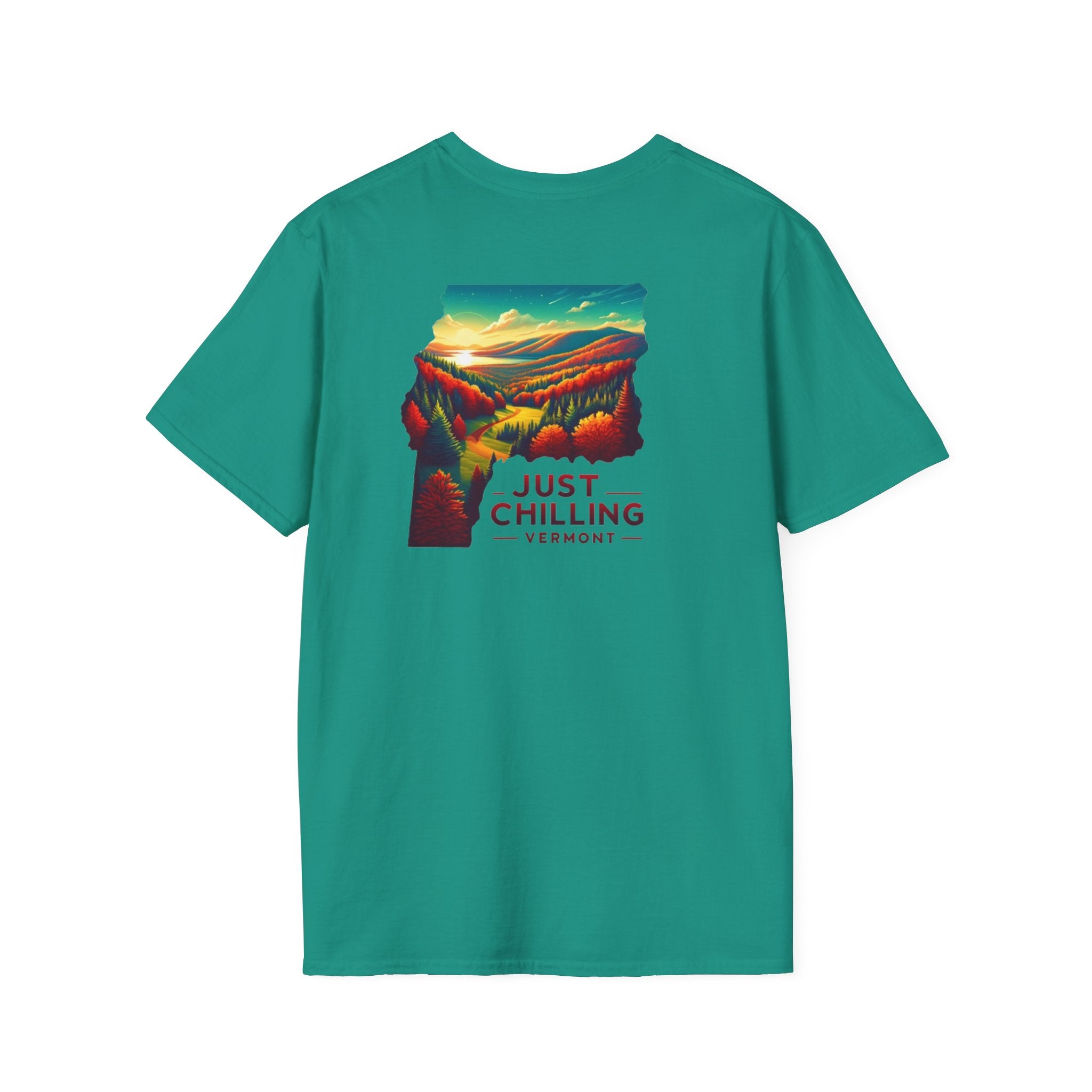 Just Chilling Unisex Softstyle T-Shirt, Casual Tee, Summer Wear, Vermont Graphic Tee, Relaxed Fit Shirt, Outdoor Adventure Top
