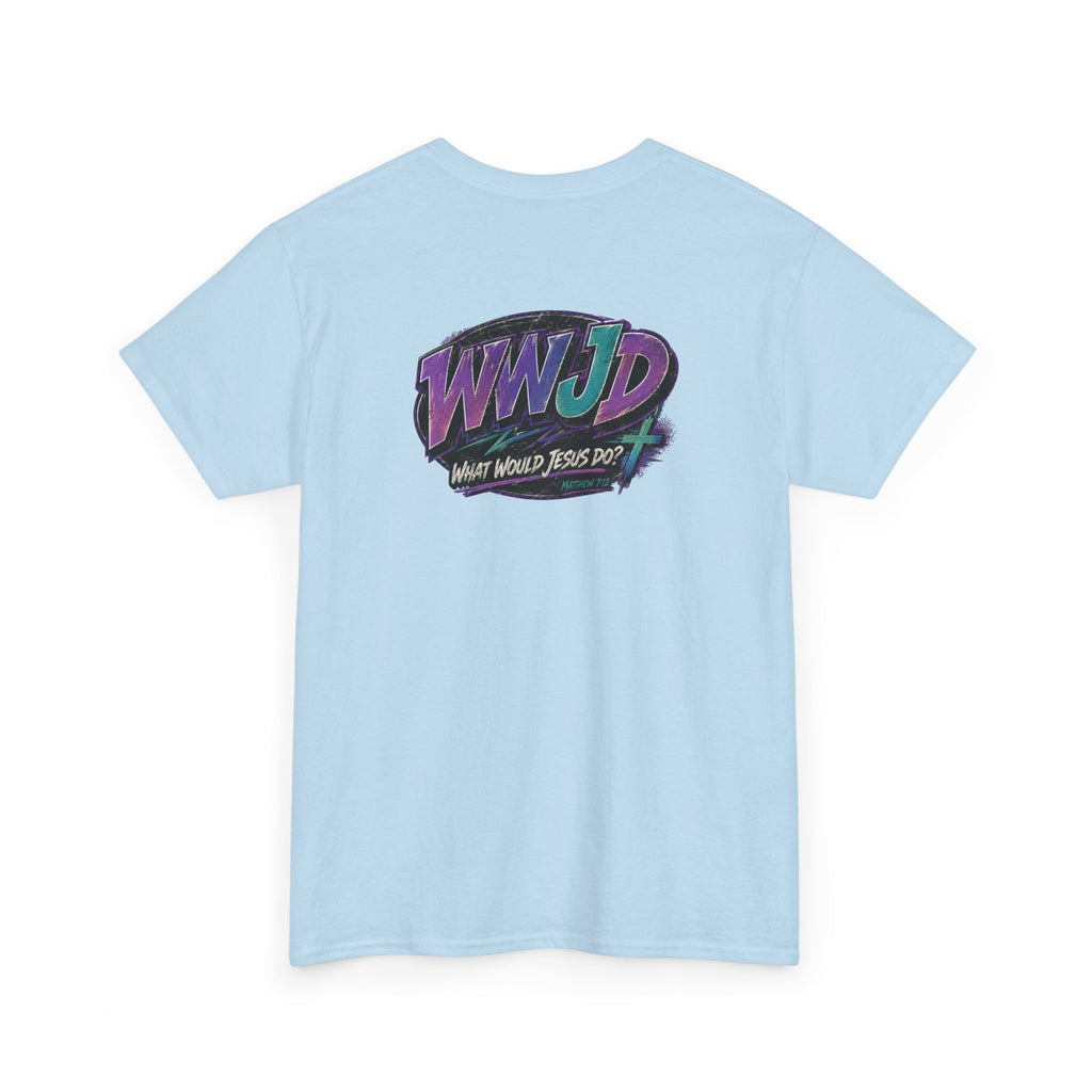 WWJD Retro Graphic Tee — "What Would Jesus Do?" 90s Style Christian T-Shirt