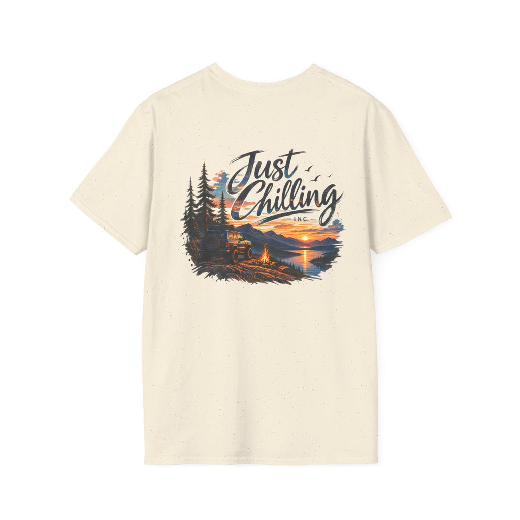 Just Chilling Outdoor Adventure T-Shirt | Camping, Mountains & Sunset Graphic Tee