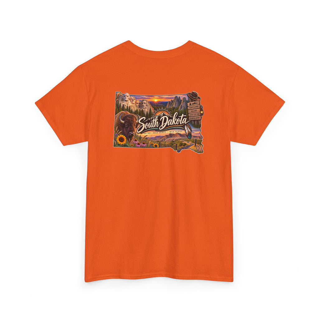 South Dakota State Map T-Shirt — Scenic Sunset & Sunflower Travel Tee