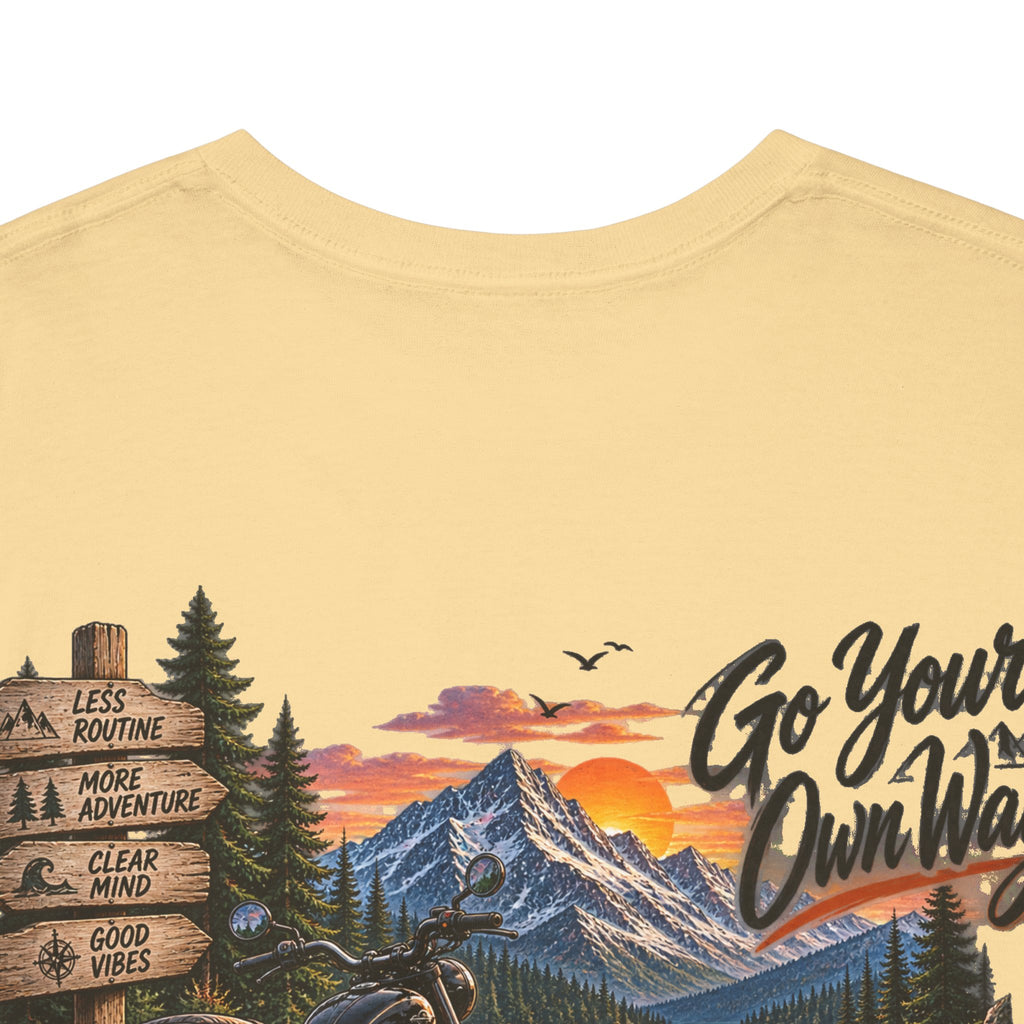 Adventure Motorcycle Tee — "Go Your Own Way" Scenic Biker T-Shirt