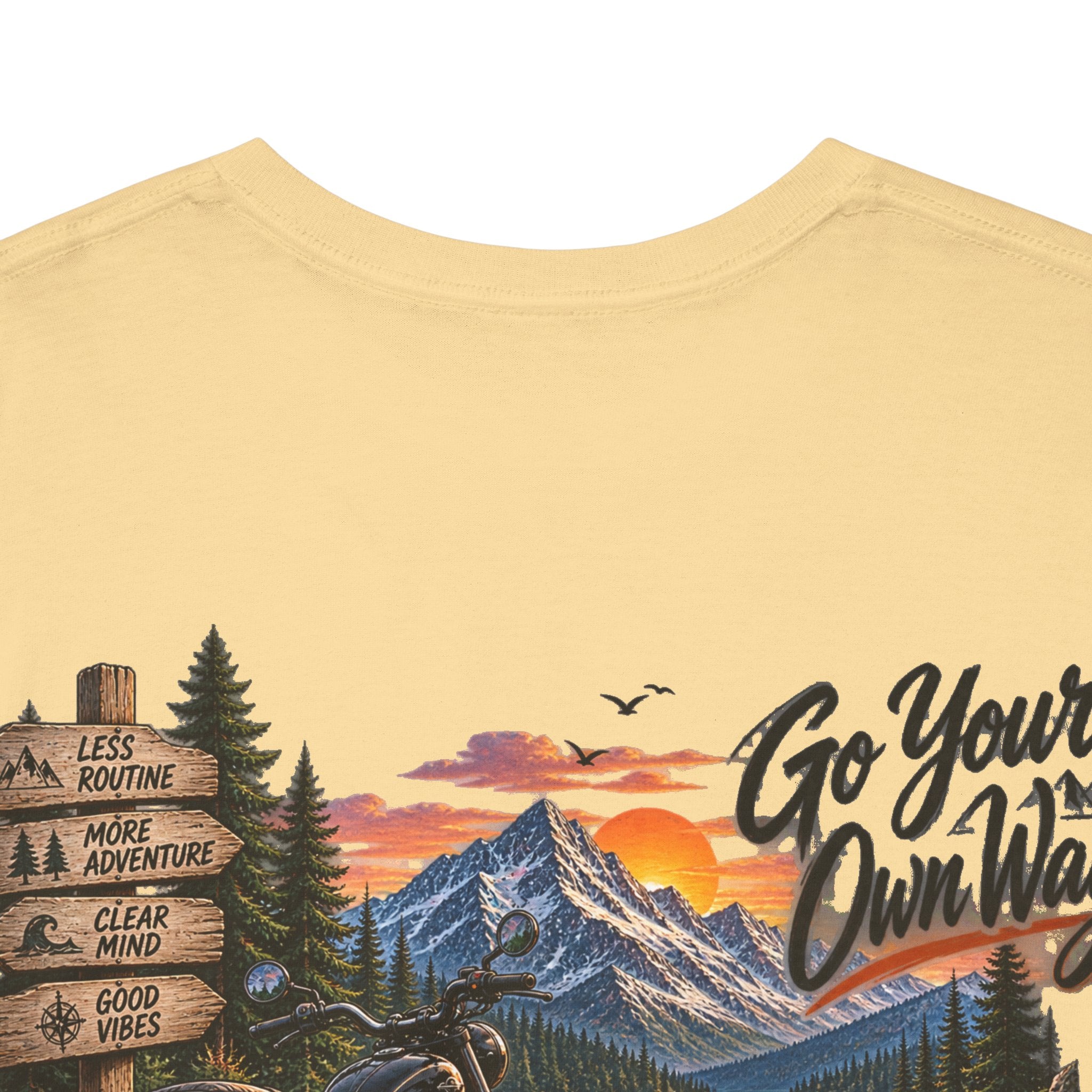 Adventure Motorcycle Tee — "Go Your Own Way" Scenic Biker T-Shirt