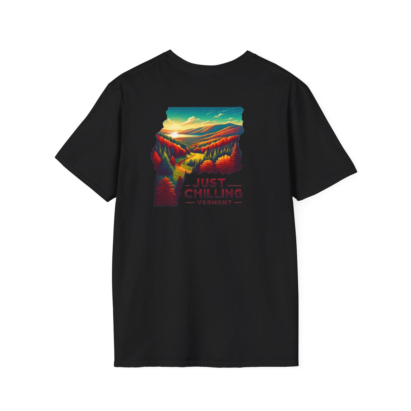 Just Chilling Unisex Softstyle T-Shirt, Casual Tee, Summer Wear, Vermont Graphic Tee, Relaxed Fit Shirt, Outdoor Adventure Top