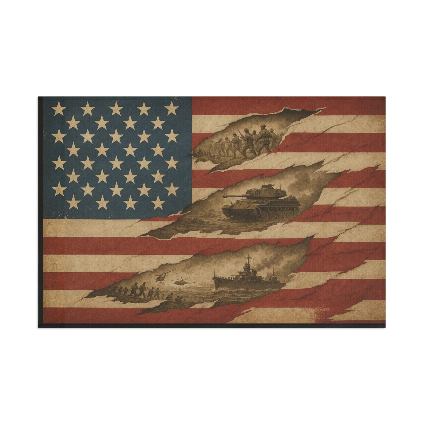 Torn American Flag - Hidden Battles Patriotic Wall Art