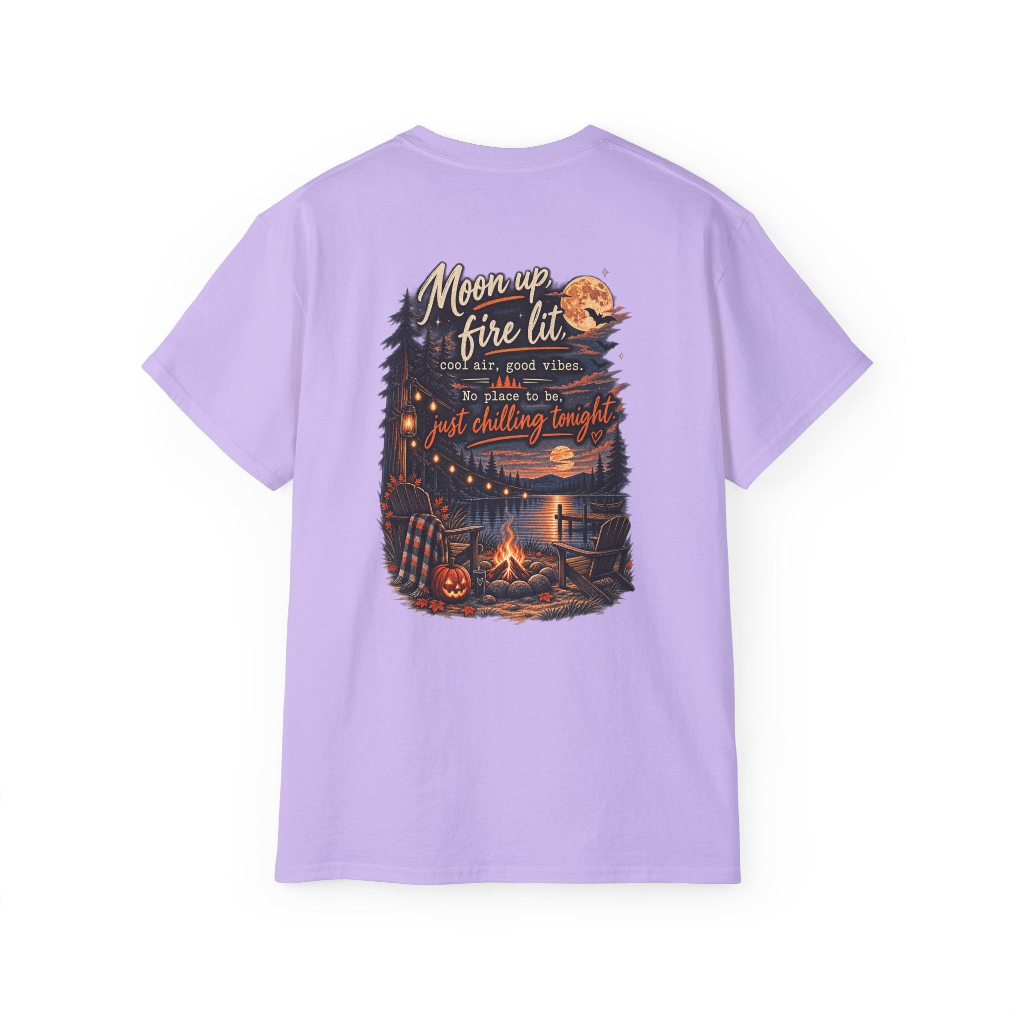 Campfire Night Tee — "Moon up, fire lit" Graphic T-Shirt