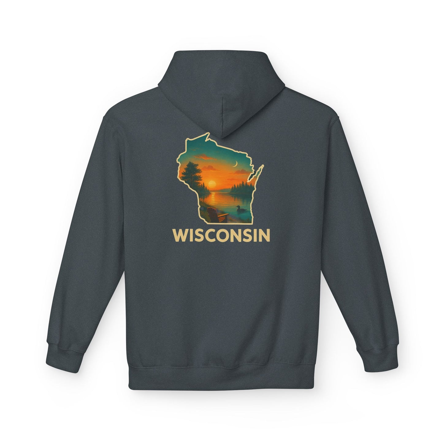 Wisconsin Scenic  Unisex Hoodie — State Silhouette Sunset Sweatshirt