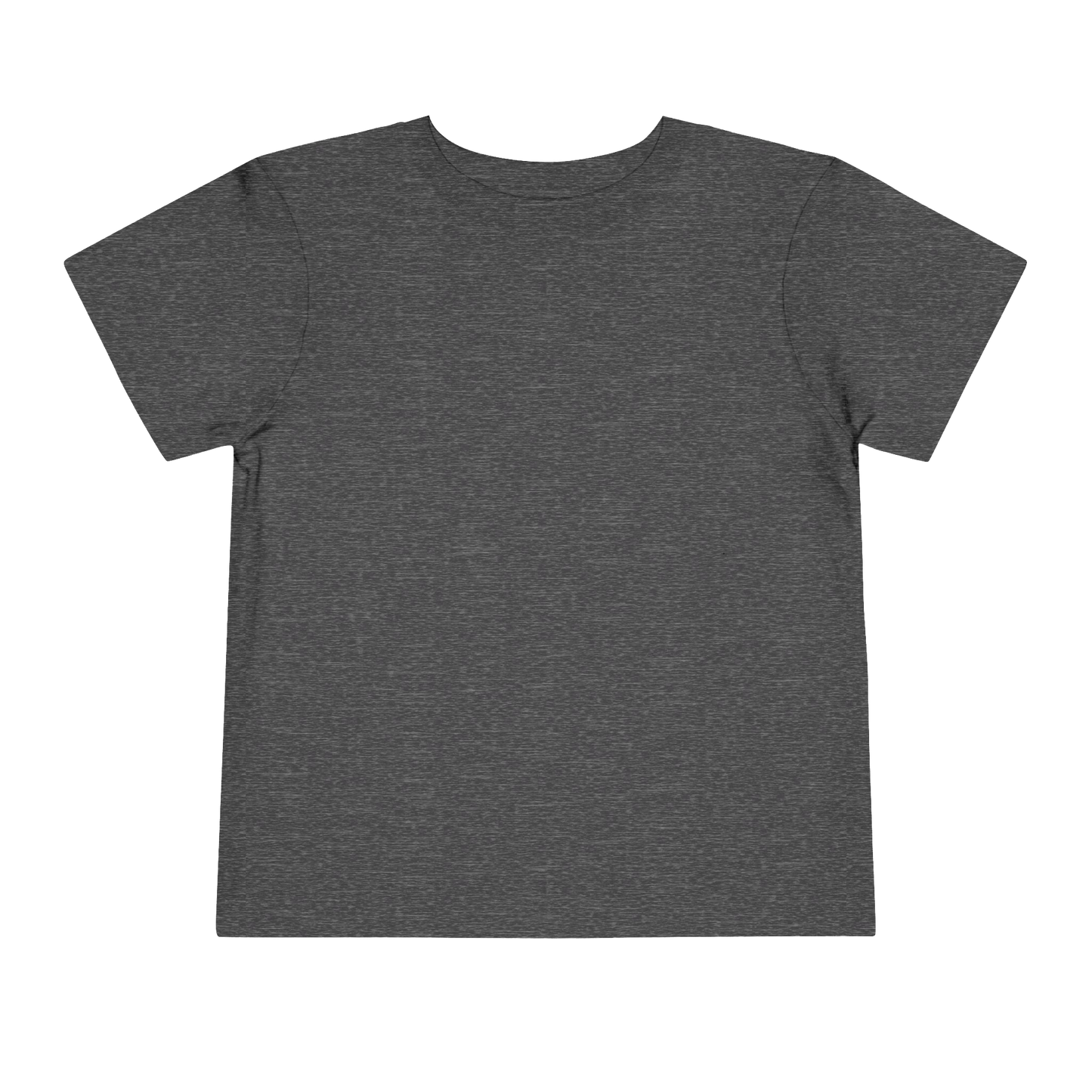 A plain, gray t-shirt is shown against a black background.
