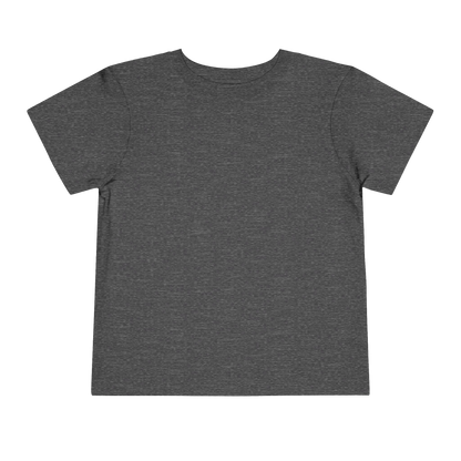 A plain, gray t-shirt is shown against a black background.