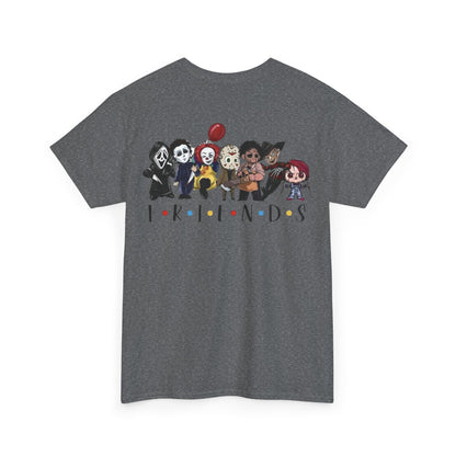 Creepy Friends Chibi Horror Tee – Funny Halloween Cartoon Villains T-Shirt, Unisex, Made in the USA