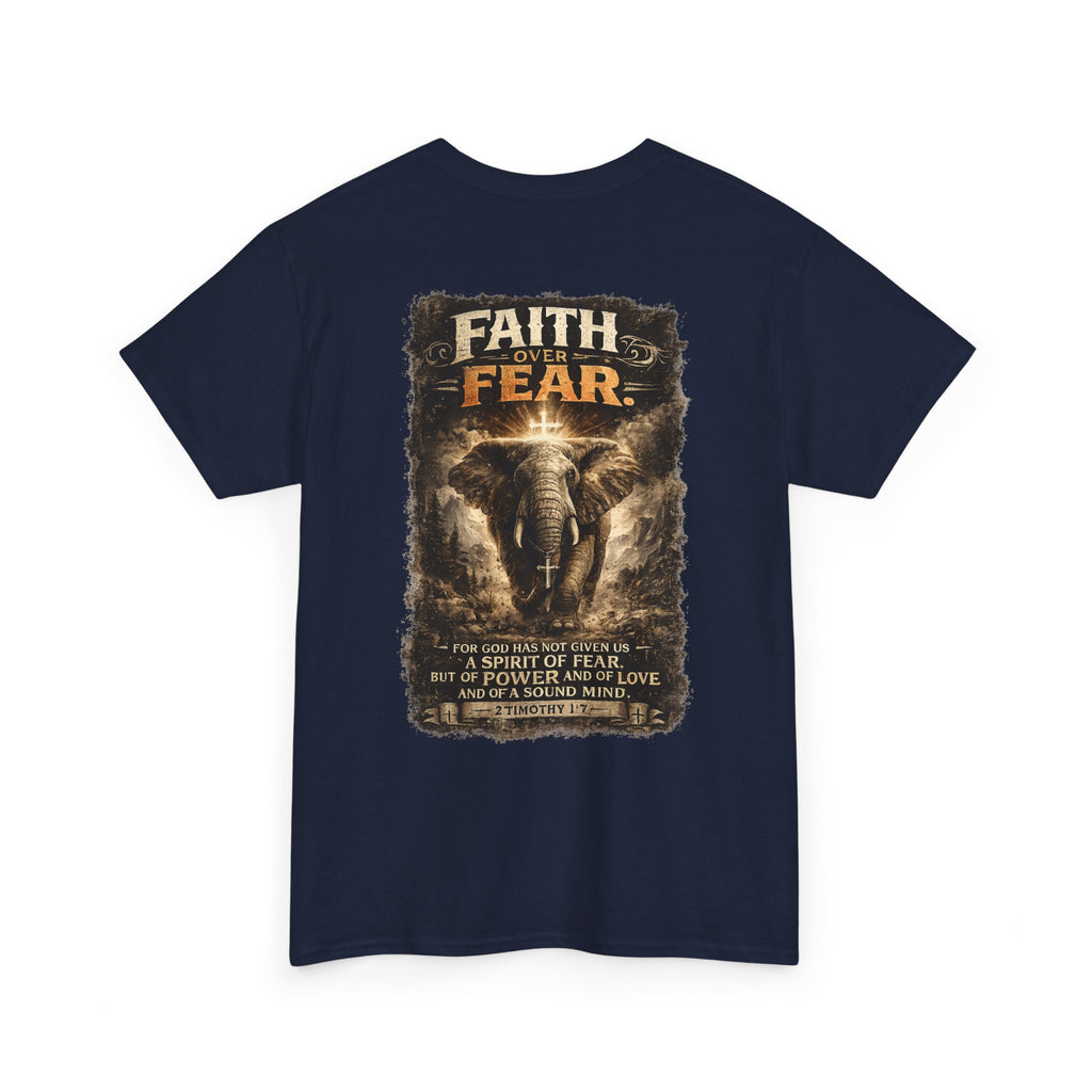 Faith Over Fear Elephant Graphic Tee — Inspirational Christian Shirt