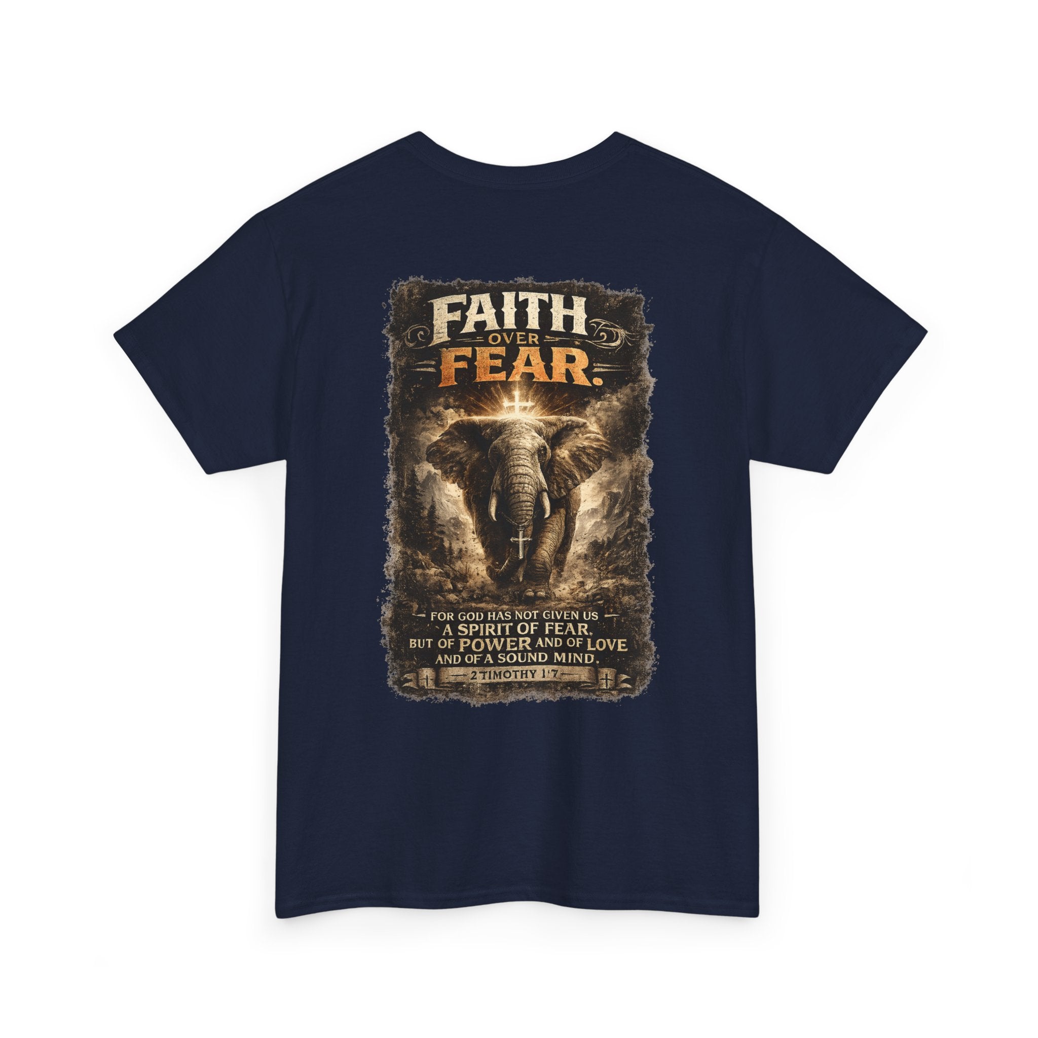 Faith Over Fear Elephant Graphic Tee — Inspirational Christian Shirt