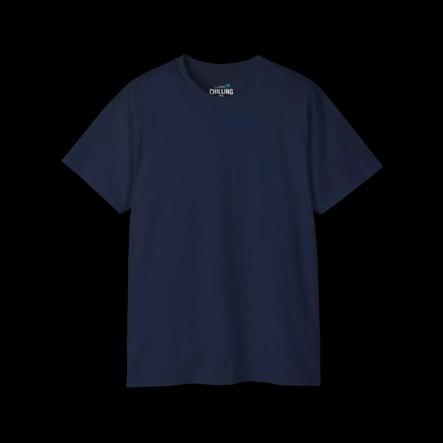 A navy blue t-shirt with a small white logo on the left side of the chest.
