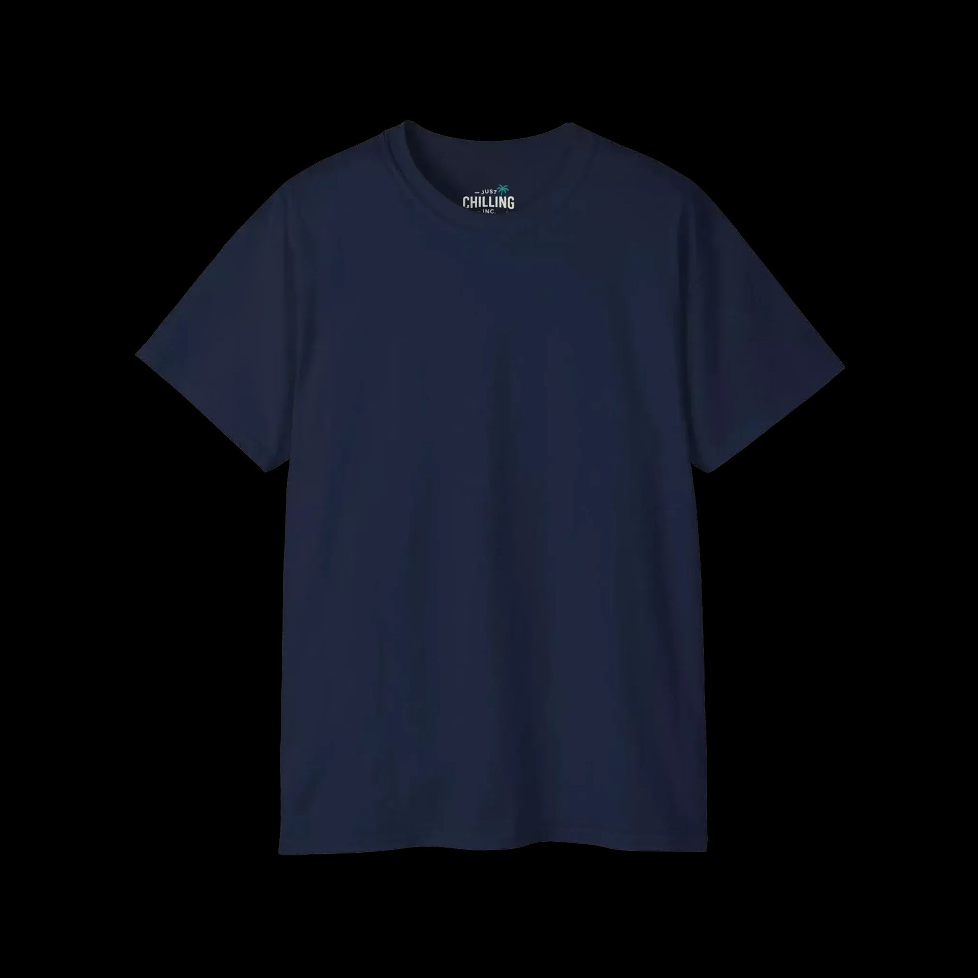 A navy blue t-shirt with a small white logo on the left side of the chest.