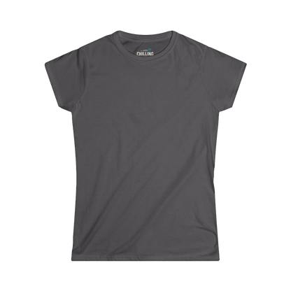 A gray t-shirt with a small logo on the neckline.
