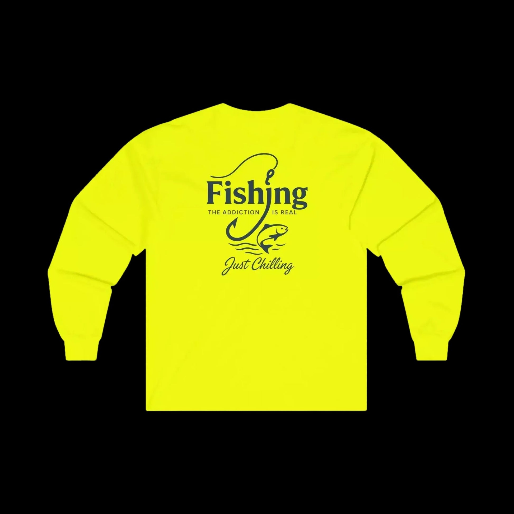A bright yellow long-sleeved shirt with a graphic design on the back.