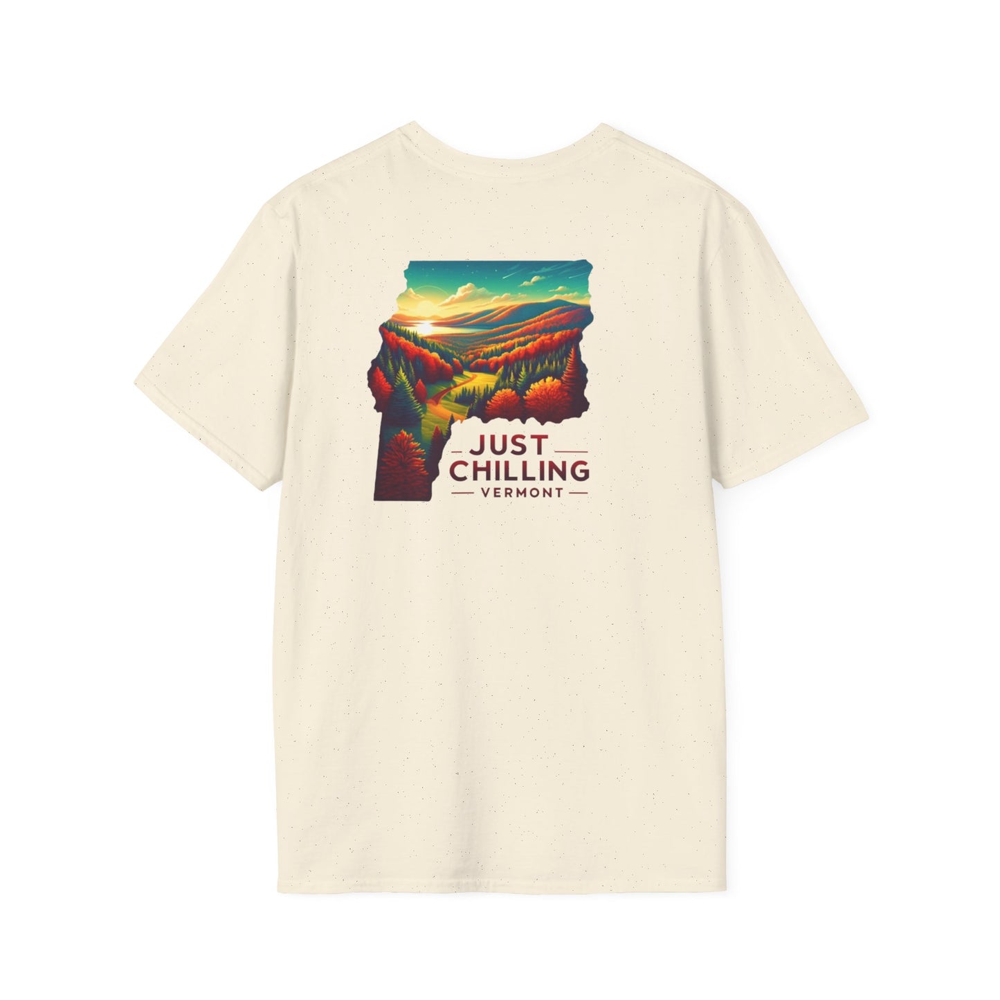 Just Chilling Unisex Softstyle T-Shirt, Casual Tee, Summer Wear, Vermont Graphic Tee, Relaxed Fit Shirt, Outdoor Adventure Top