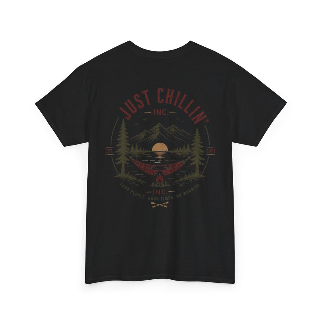 Just Chillin' Inc. Campfire Gathering T-Shirt | Outdoor Tee