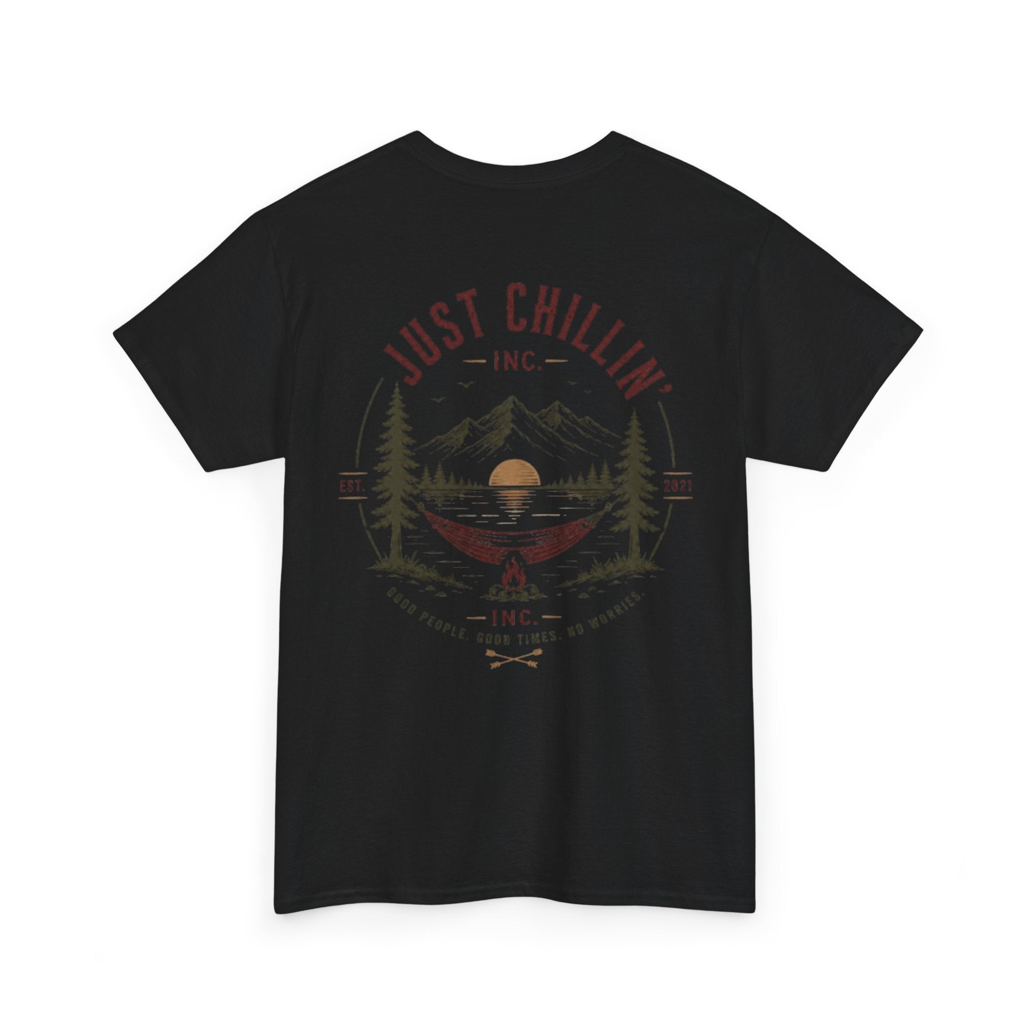 Just Chillin' Inc. Campfire Gathering T-Shirt | Outdoor Tee