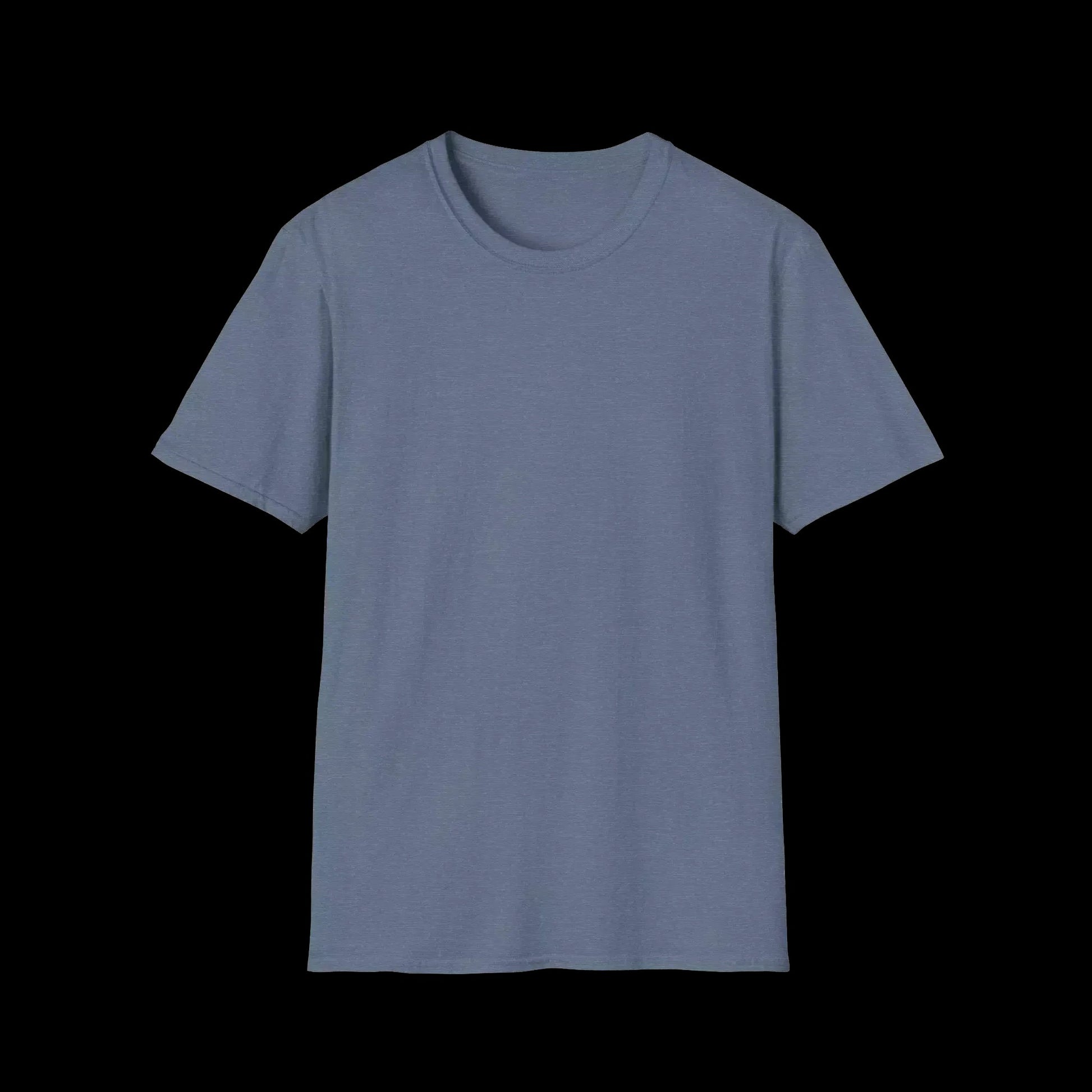 A plain, gray t-shirt against a black background.