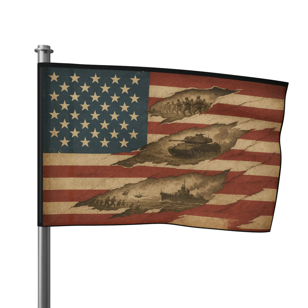 Torn American Flag - Hidden Battles Patriotic Wall Art - Just Chilling Inc.