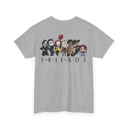 Creepy Friends Chibi Horror Tee – Funny Halloween Cartoon Villains T-Shirt, Unisex, Made in the USA