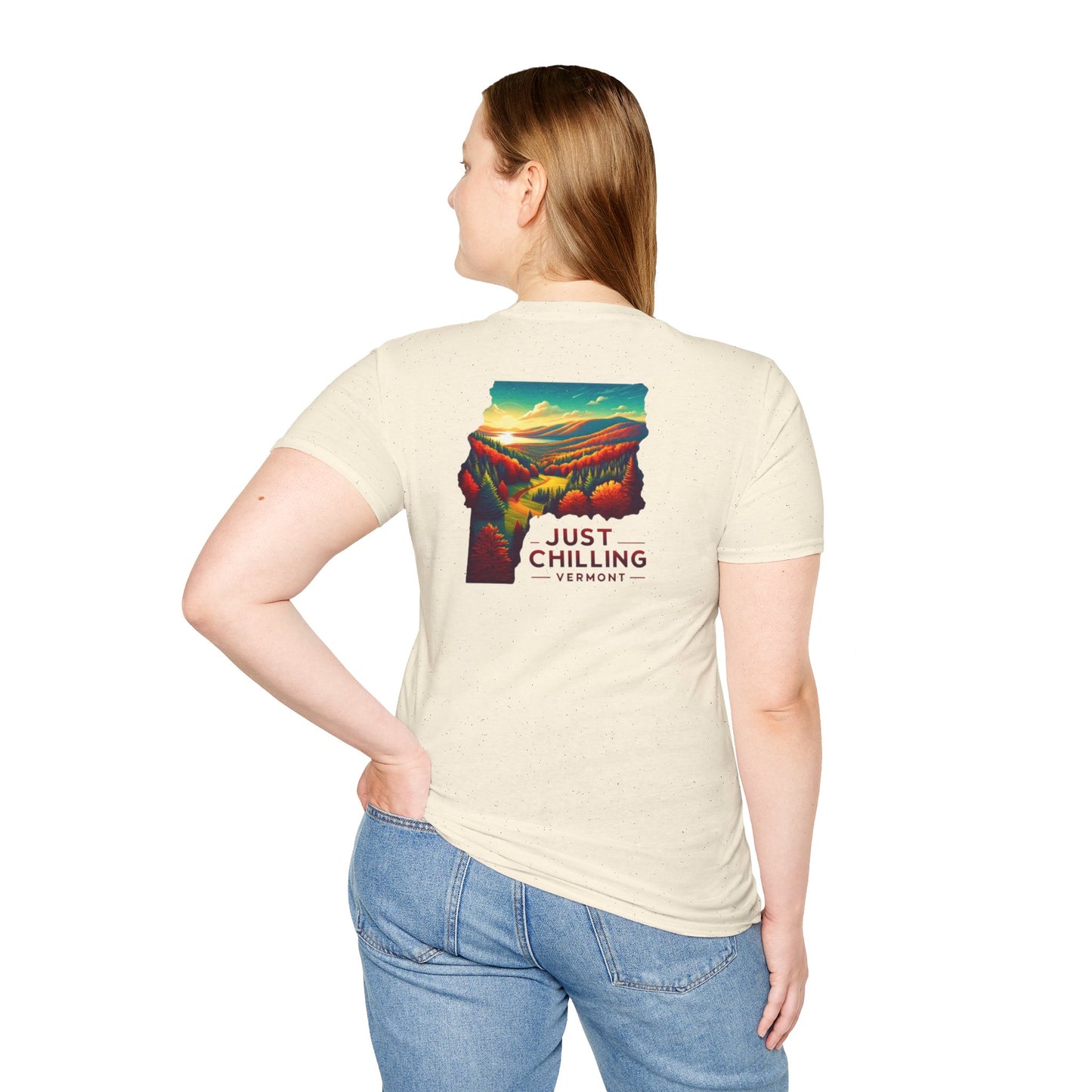 Just Chilling Unisex Softstyle T-Shirt, Casual Tee, Summer Wear, Vermont Graphic Tee, Relaxed Fit Shirt, Outdoor Adventure Top
