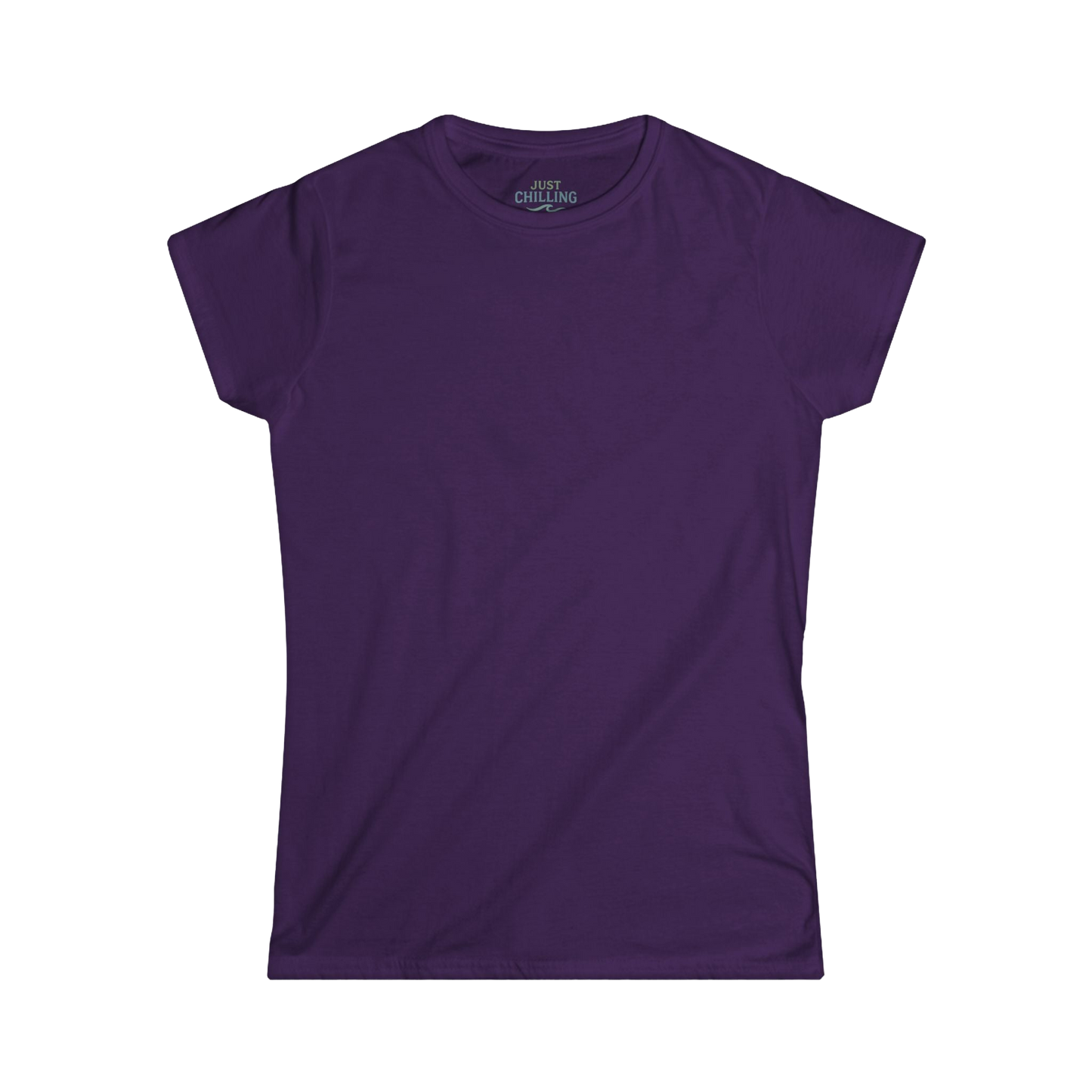 A simple, solid purple t-shirt against a black background.
