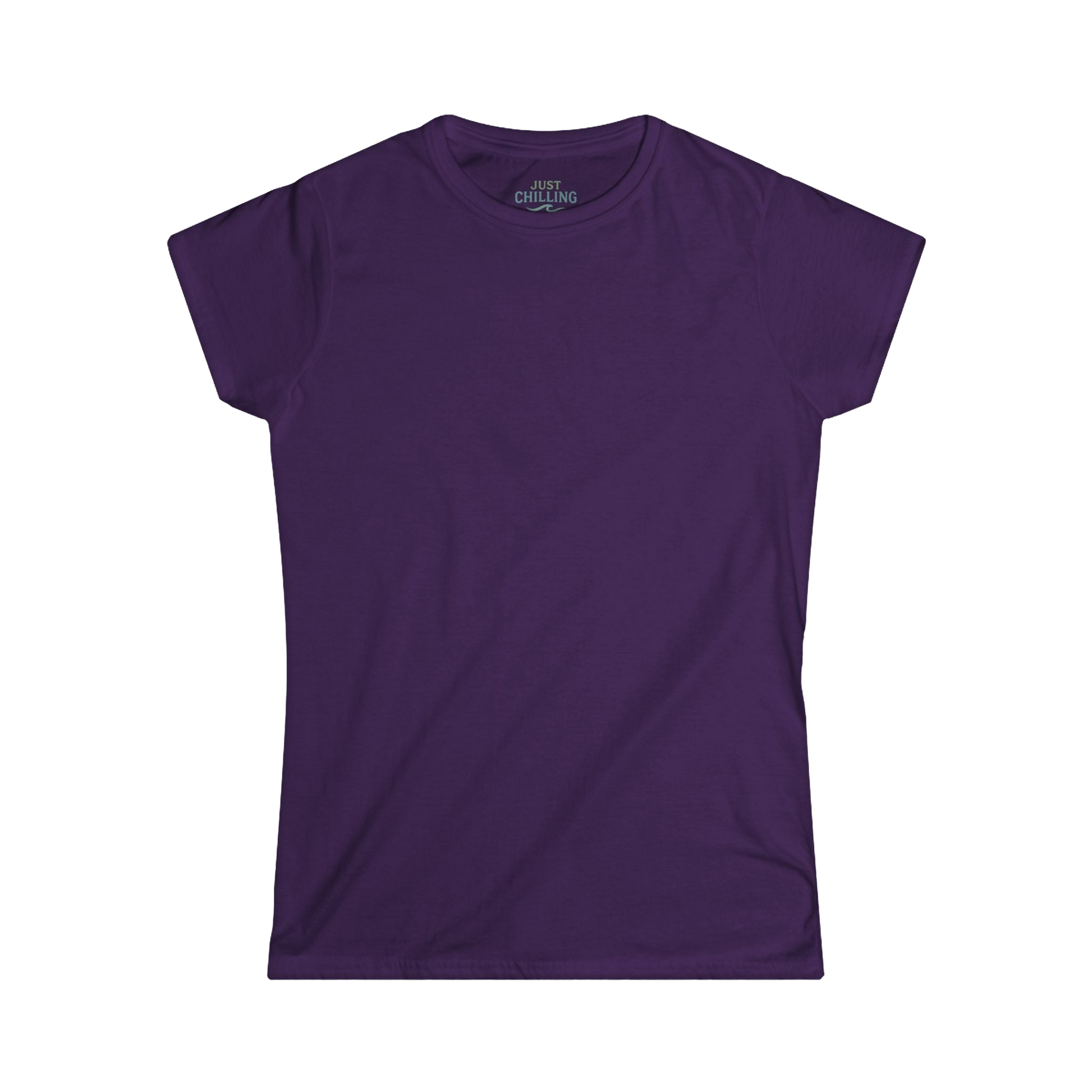 A simple, solid purple t-shirt against a black background.