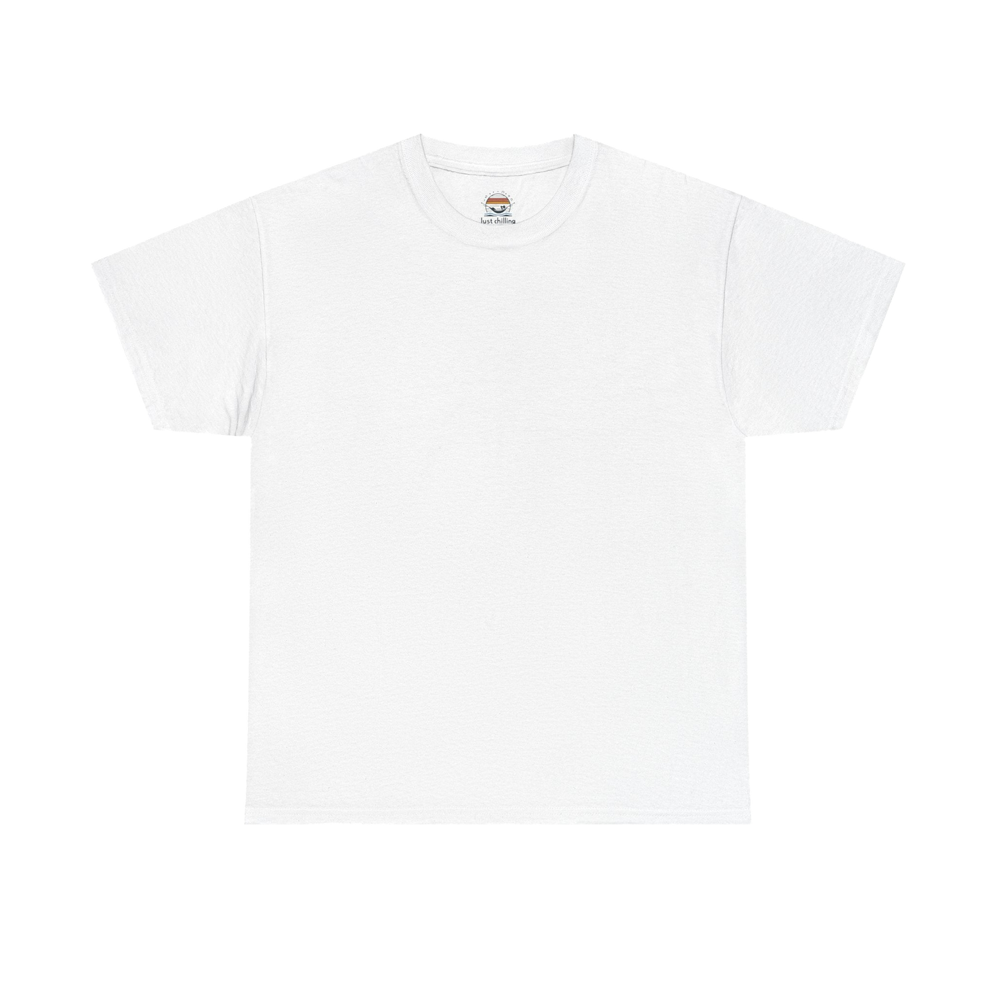 A plain white t-shirt against a black background.