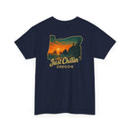Just Chillin Oregon T-Shirt — Vintage Sunset State Silhouette Tee