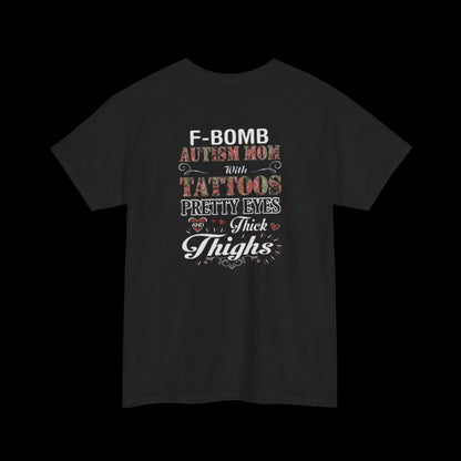 The image is a black t-shirt with white text and graphics printed on it.